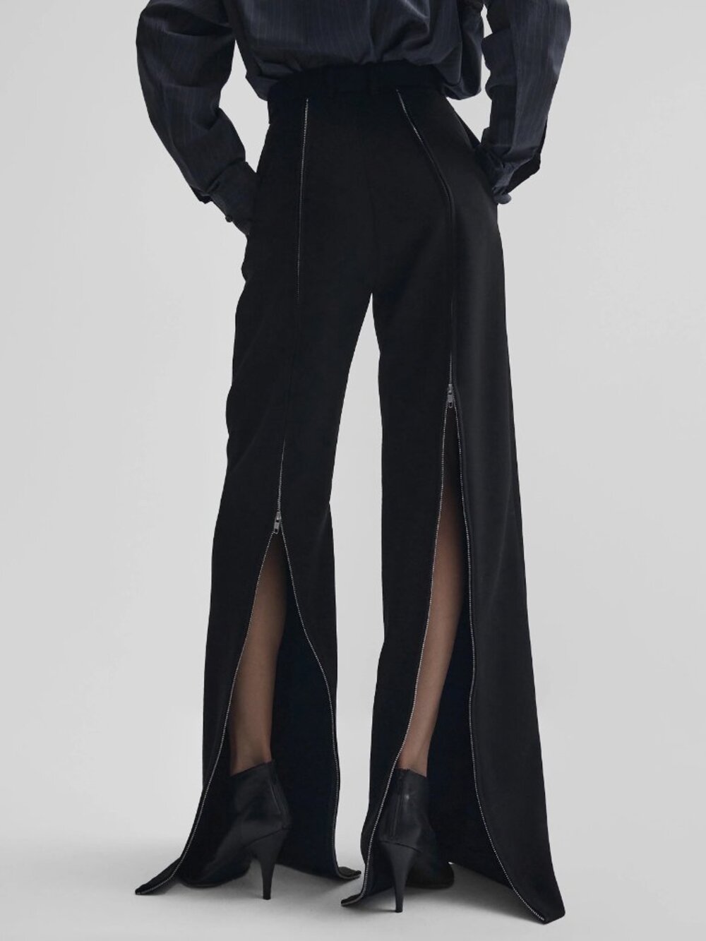PHOEBE PHILO FIRST EDIT ZIP TROUSERS BLACK WOOL SIZE FR 36 MSRP $2400 CELINE